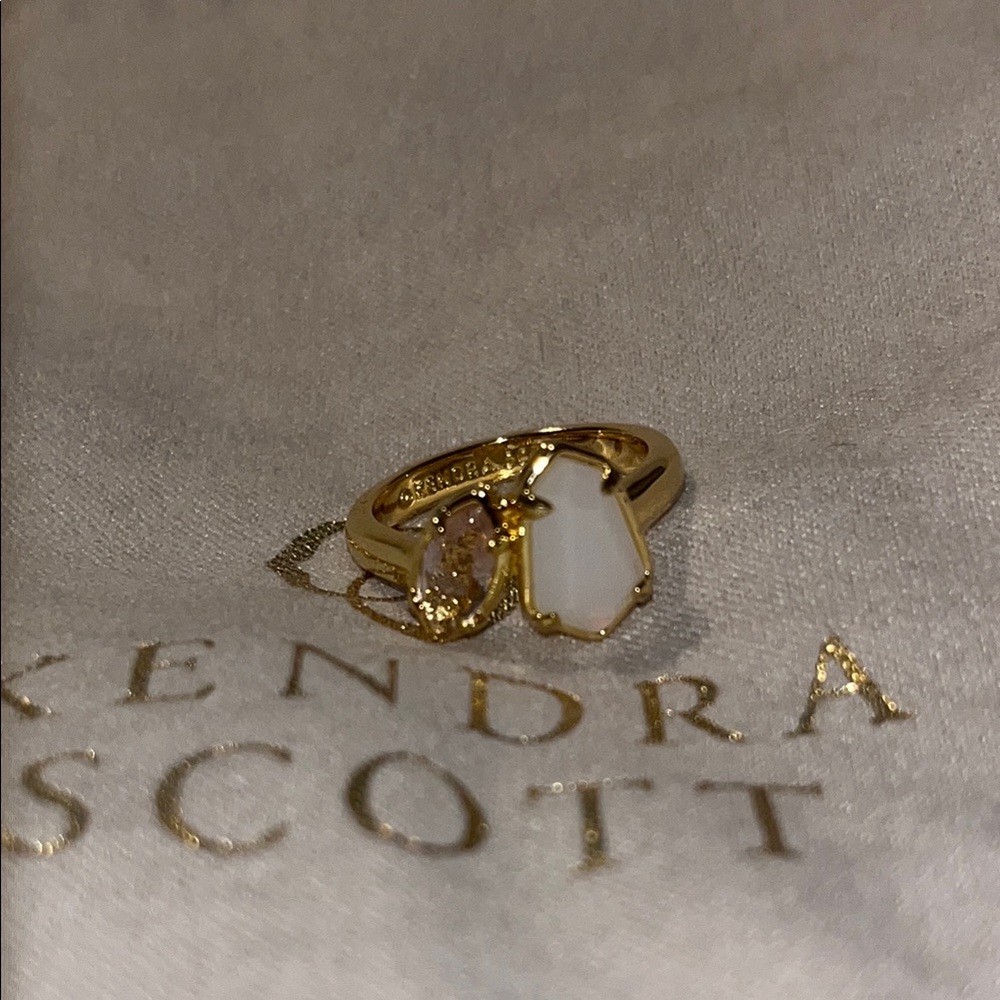 Gold Kendra Scott 2 Stone Ring - size 6